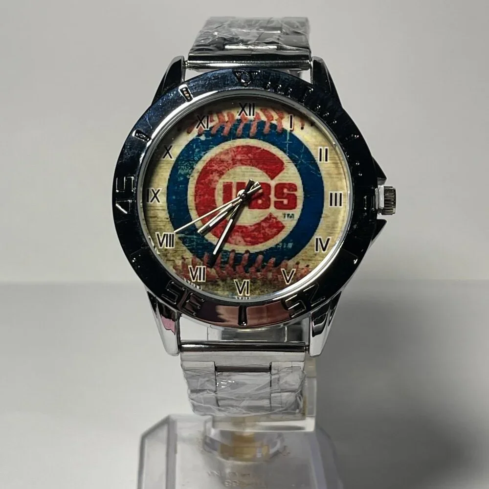 Chicago Cubs MLB Team Logo Men's Stainless-Steel Silver Watch NEW